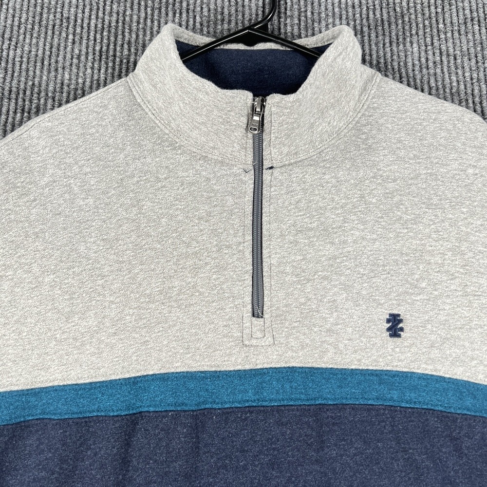 IZOD Advantage Shirt Mens XL Extra Large Gray Blue 1/4 Zip Knit Sweater